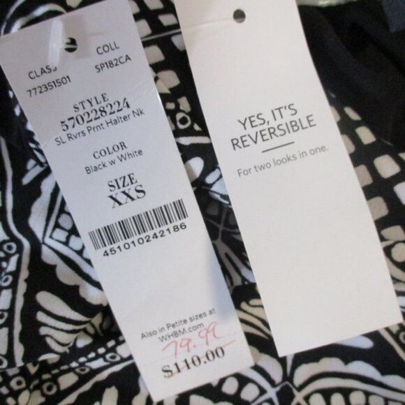 White House Black Market Reversible Dress NWT XXS - Picture 7 of 8